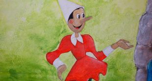 Disegno di Pinocchio all'ingresso del Parco di Pinocchio a Collodi