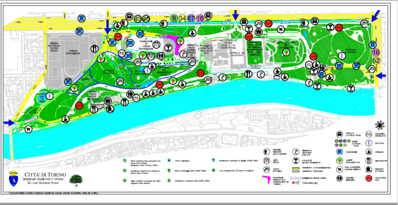 mappa del parco del Valentino